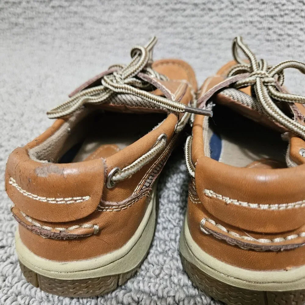 HIGHLAND CREEK Kids Tan Leather Boat Preppy Casual Vintage Style Shoe Size 2